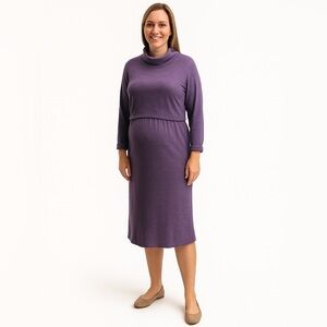 NWOT Aglow Maternity Comfy One-Piece Dress, Purple, Size M